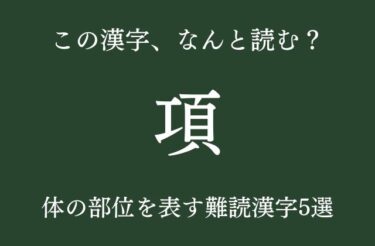 「項」←見えたらドキッとするあの体の部分　体の部位を表す難読漢字5選